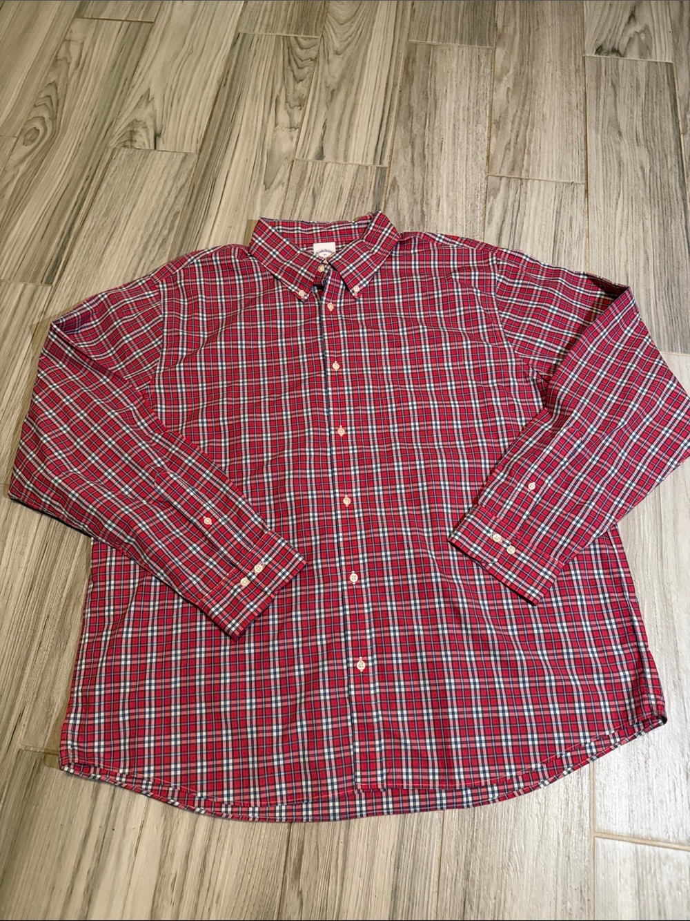 Brooks Brothers Red and White Plaid Button-Down Shirt